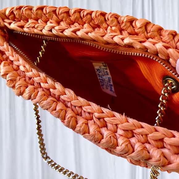 Ritter It's In The Bag Vintage 70’ Handbag Woven Straw Chain Handle Made Italy - Picture 7 of 13